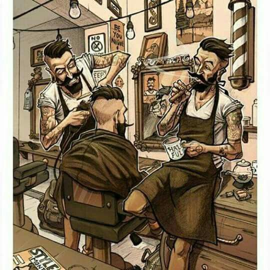 Ilustración vintage de una barbería